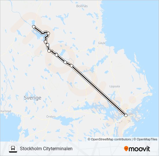 MORA STATION - STOCKHOLM CITYTERMINALEN bus Line Map
