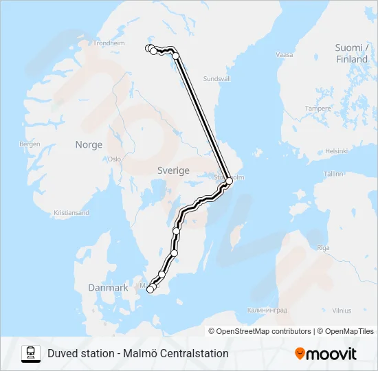 DUVED STATION - MALMÖ CENTRALSTATION Train Line Map
