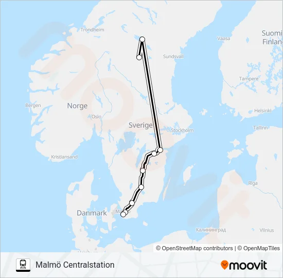 RÖJAN STATION - MALMÖ CENTRALSTATION Train Line Map