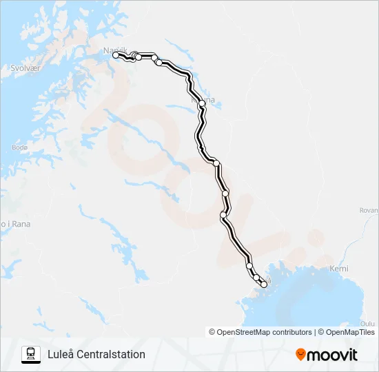 NARVIK STATION - LULEÅ CENTRALSTATION  Line Map