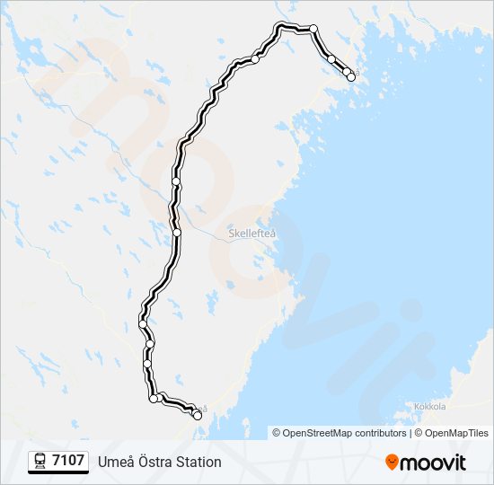 7107 tåg Linje karta