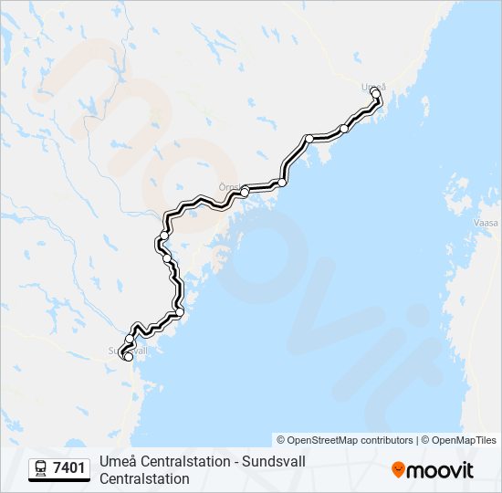 7401 tåg Linje karta