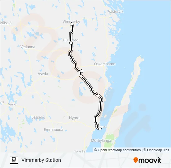 KALMAR CENTRALSTATION - VIMMERBY STATION Train Line Map