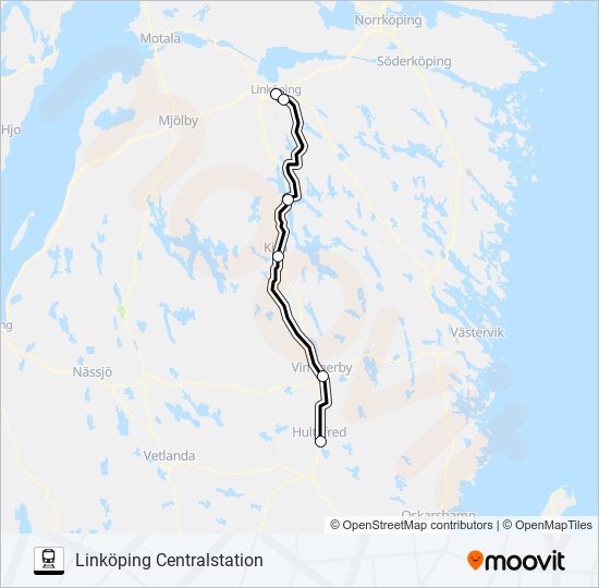 KALMAR CENTRALSTATION - LINKÖPING CENTRALSTATION train Line Map