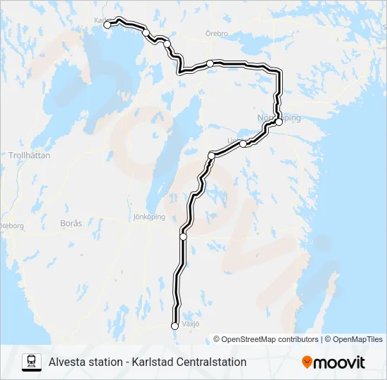 ALVESTA STATION - KARLSTAD CENTRALSTATION  Line Map