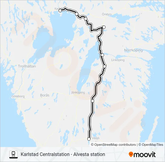 KARLSTAD CENTRALSTATION - ALVESTA STATION  Line Map