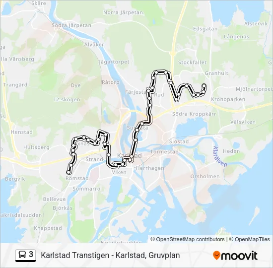 3 buss Linje karta