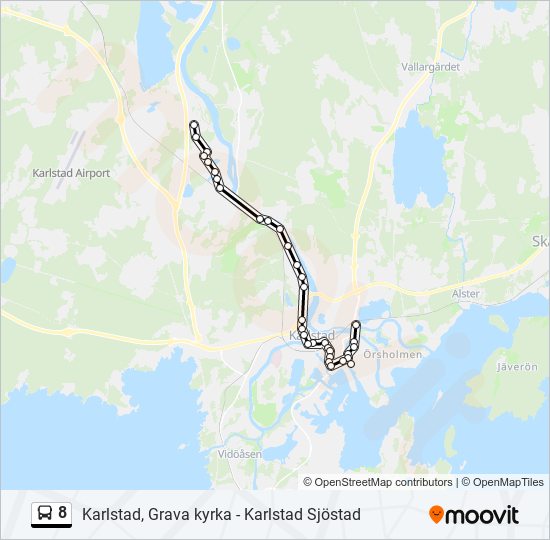 8 buss Linje karta