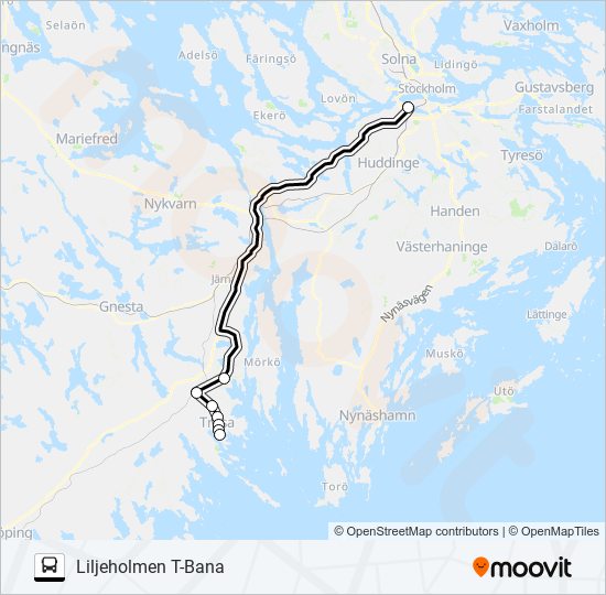 TROSA HAMN - LILJEHOLMEN T-BANA bus Line Map