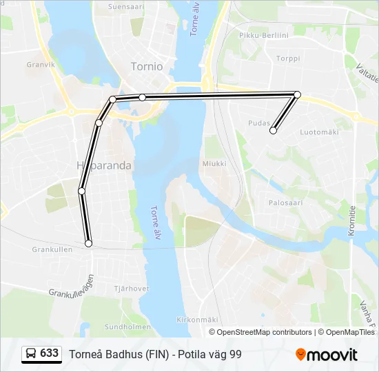 633 Bus Line Map