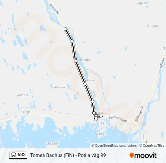 633 Bus Line Map