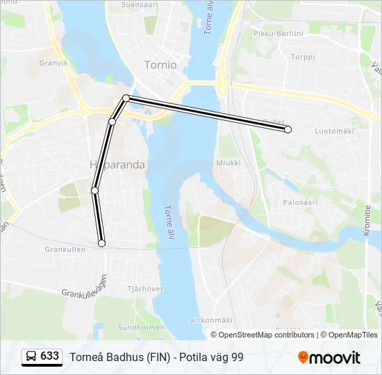 633 Bus Line Map