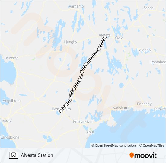 HÄSSLEHOLM CENTRALSTATION - ALVESTA STATION bus Line Map