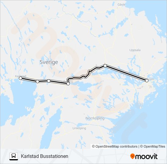 STOCKHOLM CITYTERMINALEN - OSLO BUSSTERMINAL bus Line Map