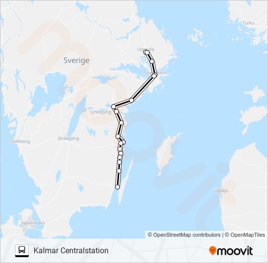 KALMAR CENTRALSTATION - UPPSALA STATIONSGATAN  Line Map