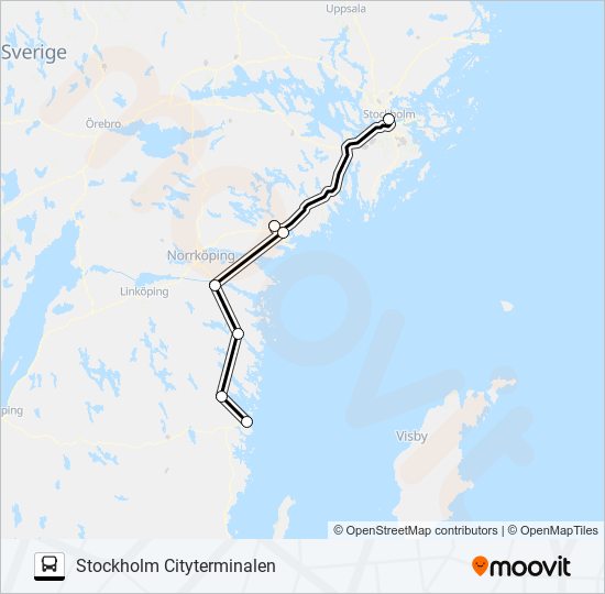 KALMAR CENTRALSTATION - UPPSALA STATIONSGATAN  Line Map