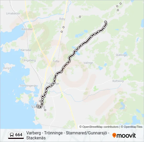 664 Bus Line Map