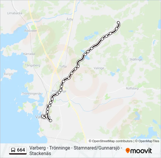 664 Bus Line Map