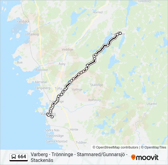 664 Bus Line Map