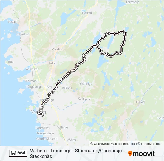 664 Bus Line Map