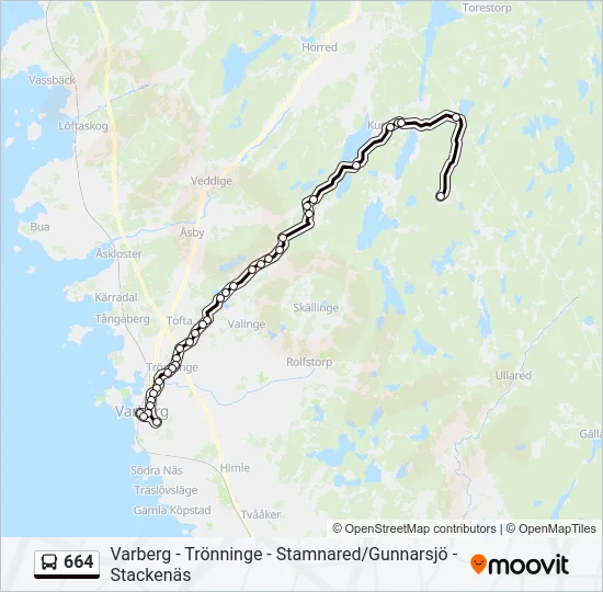 664 Bus Line Map