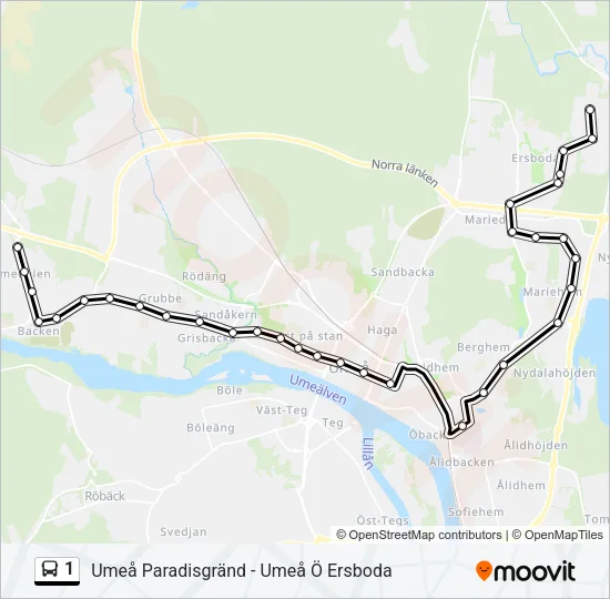 1 Bus Line Map
