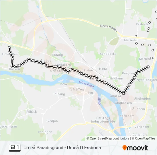 1 Bus Line Map