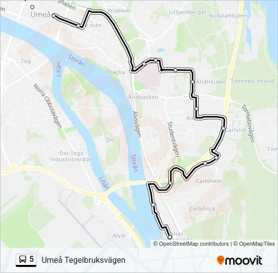 5 Bus Line Map