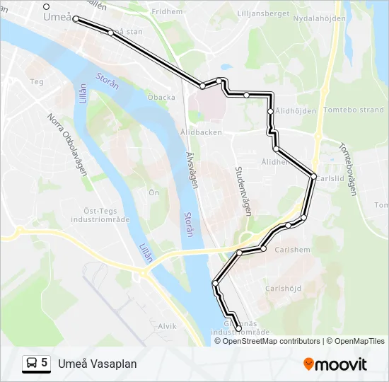 5 Bus Line Map