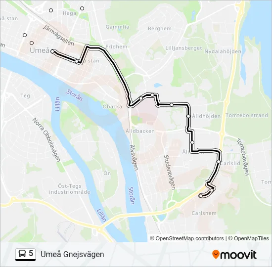5 Bus Line Map