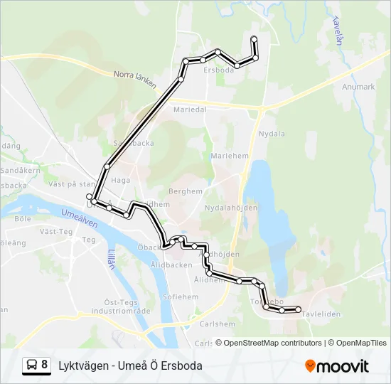 8 Bus Line Map