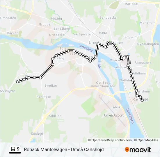 9 Bus Line Map