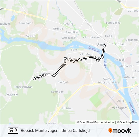 9 bus Line Map