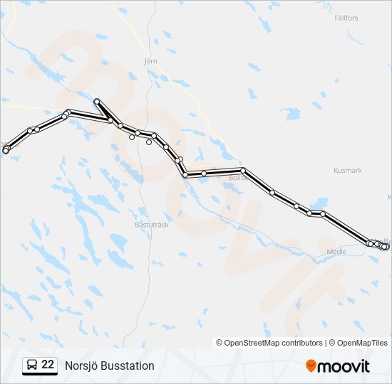 22 bus Line Map