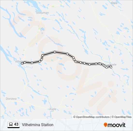 43 Route: Schedules, Stops & Maps - Vilhelmina Station (Updated)