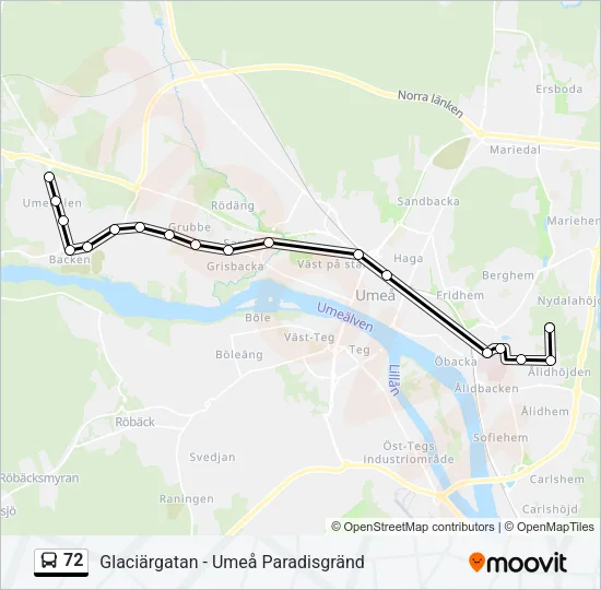 72 Bus Line Map