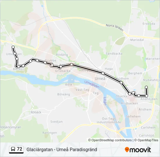 72 Bus Line Map