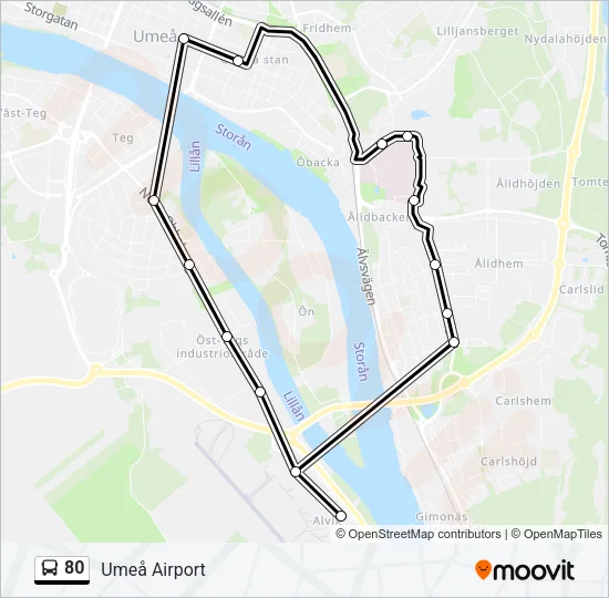 80 Bus Line Map
