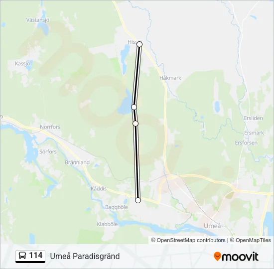 114 Bus Line Map