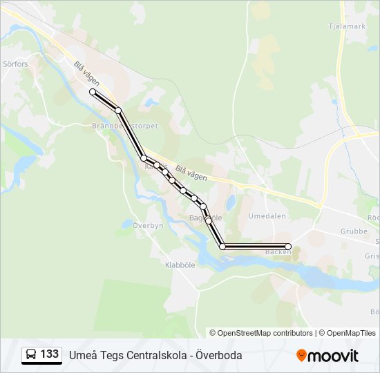 133 bus Line Map