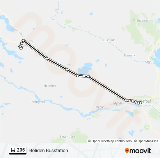 205 Bus Line Map