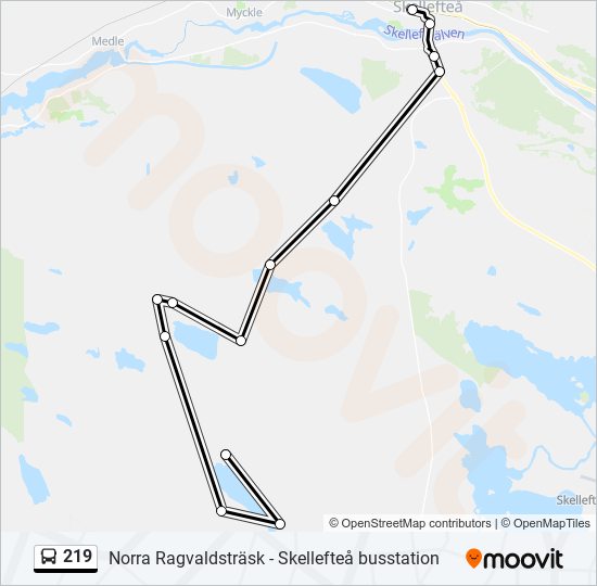 219 bus Line Map