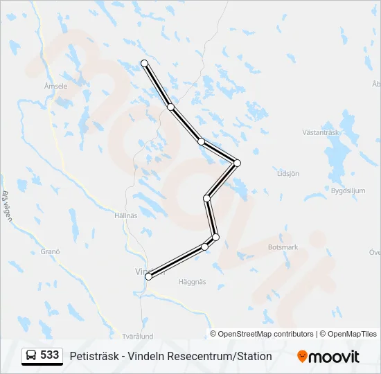 533 Bus Line Map