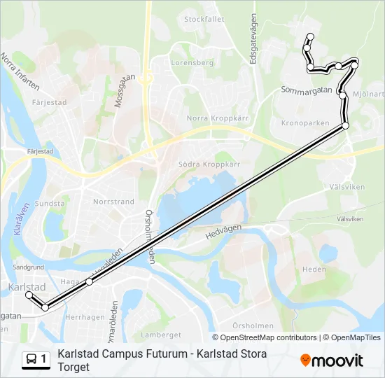 1 Bus Line Map