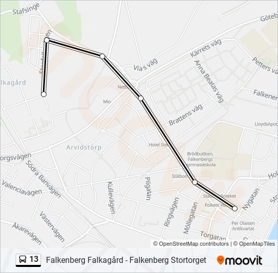 13 bus Line Map