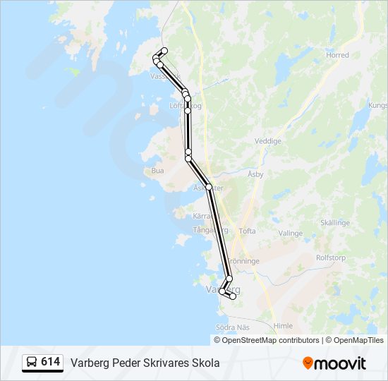 614 bus Line Map