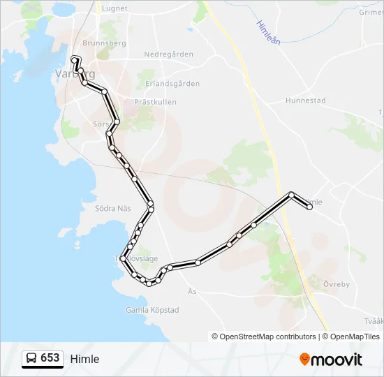 653 Bus Line Map