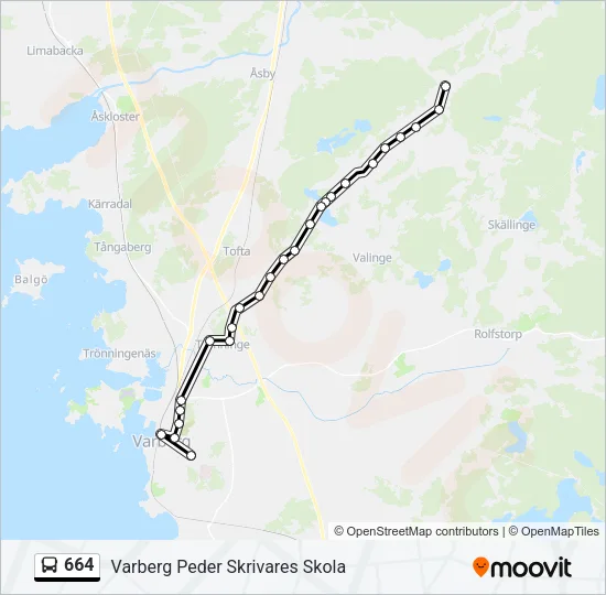 664 Bus Line Map