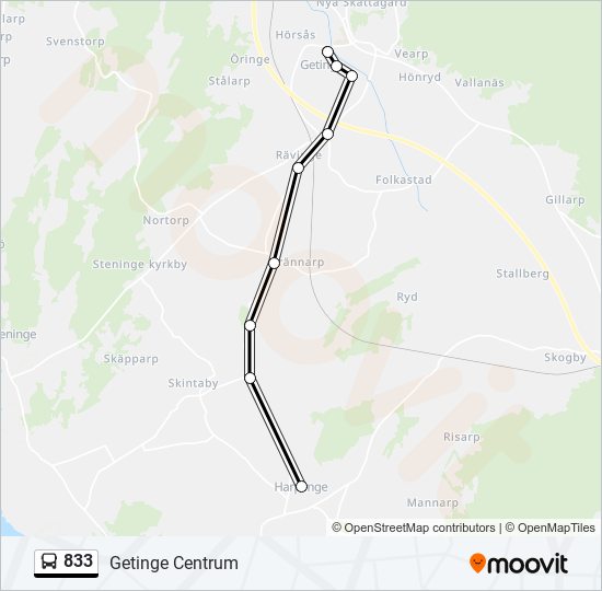 833 bus Line Map