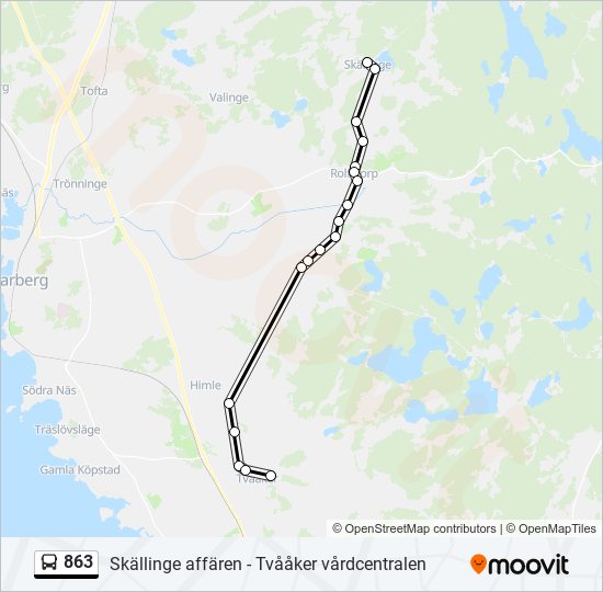 863 Route: Schedules, Stops & Maps - Skällinge Affären (Updated)
